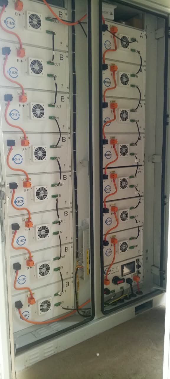 Battery bank with connected cabling